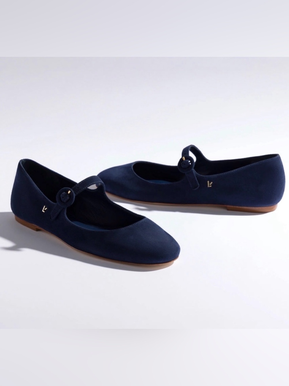 Larroude Blair Ballet Flat in Navy suede